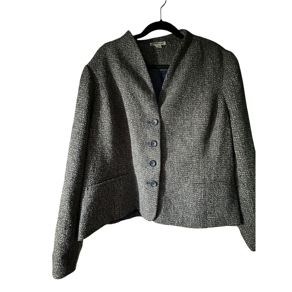 Coldwater Creek Textured Blazer tweed blue Jacket W24 Button Front Women's